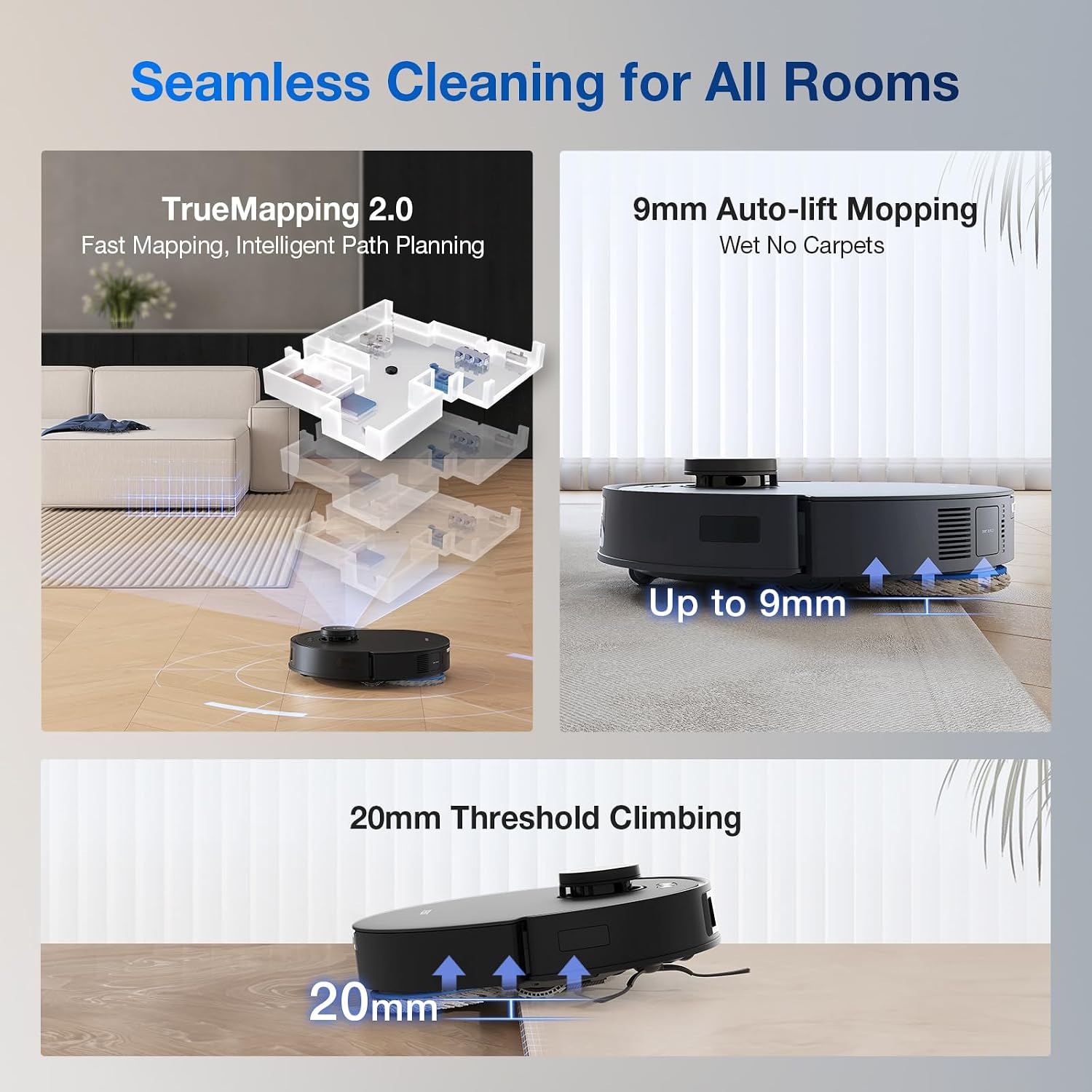 ECOVACS DEEBOT T30S AI Robot Vacuum and Mop, 11000Pa, TruEdge Adaptive Edge Mopping, ZeroTangle Technology, AI Obstacle Avoidance and Instant Re-Mop, Hot Water Washing, Self-Emptying & Refilling