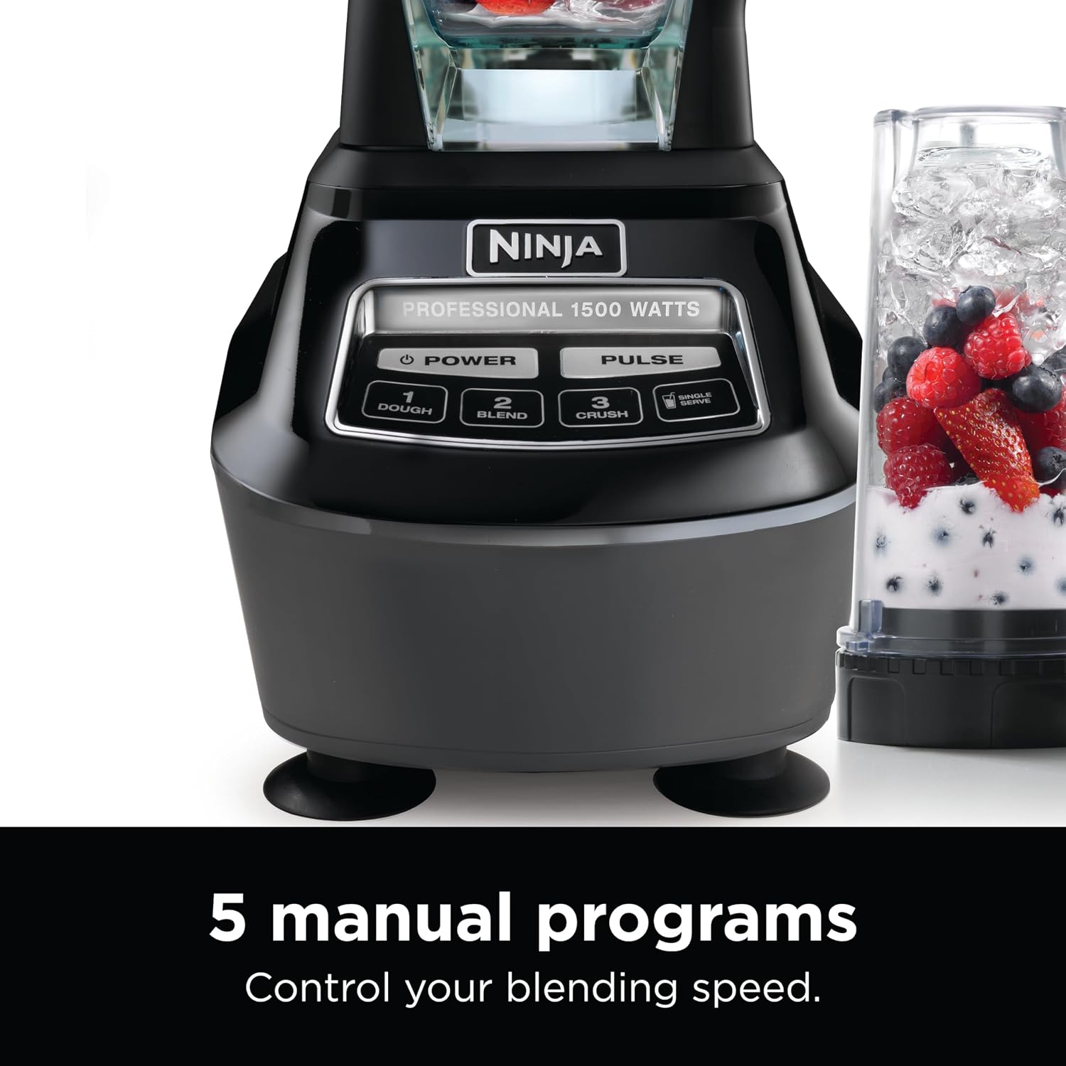Ninja Kitchen System | All-in-One Food Processor & Blender for Smoothies | Includes Pitcher, Travel Cup, & 8-Cup Bowl | Makes Salsa, Dough, Shakes, & Frozen Drinks | 120 Volts | Black | BL770AMZ