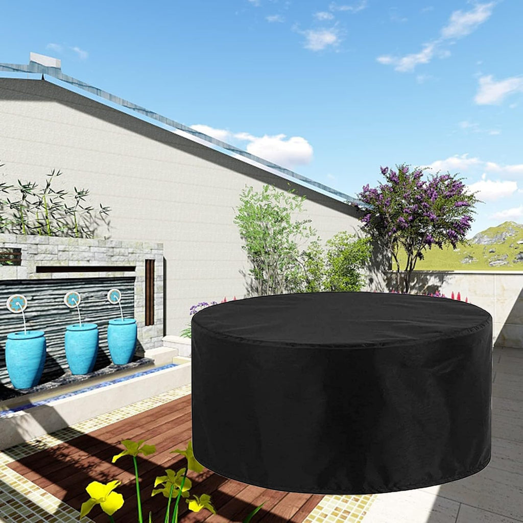 Heavy Duty 420D Patio Furniture Cover 122' D x 30' H, Garden Table and Chair Set Covers, Round Patio Barbecue Gas Grill Cover, Waterproof Windproof Sofa Cover (310x75cm)