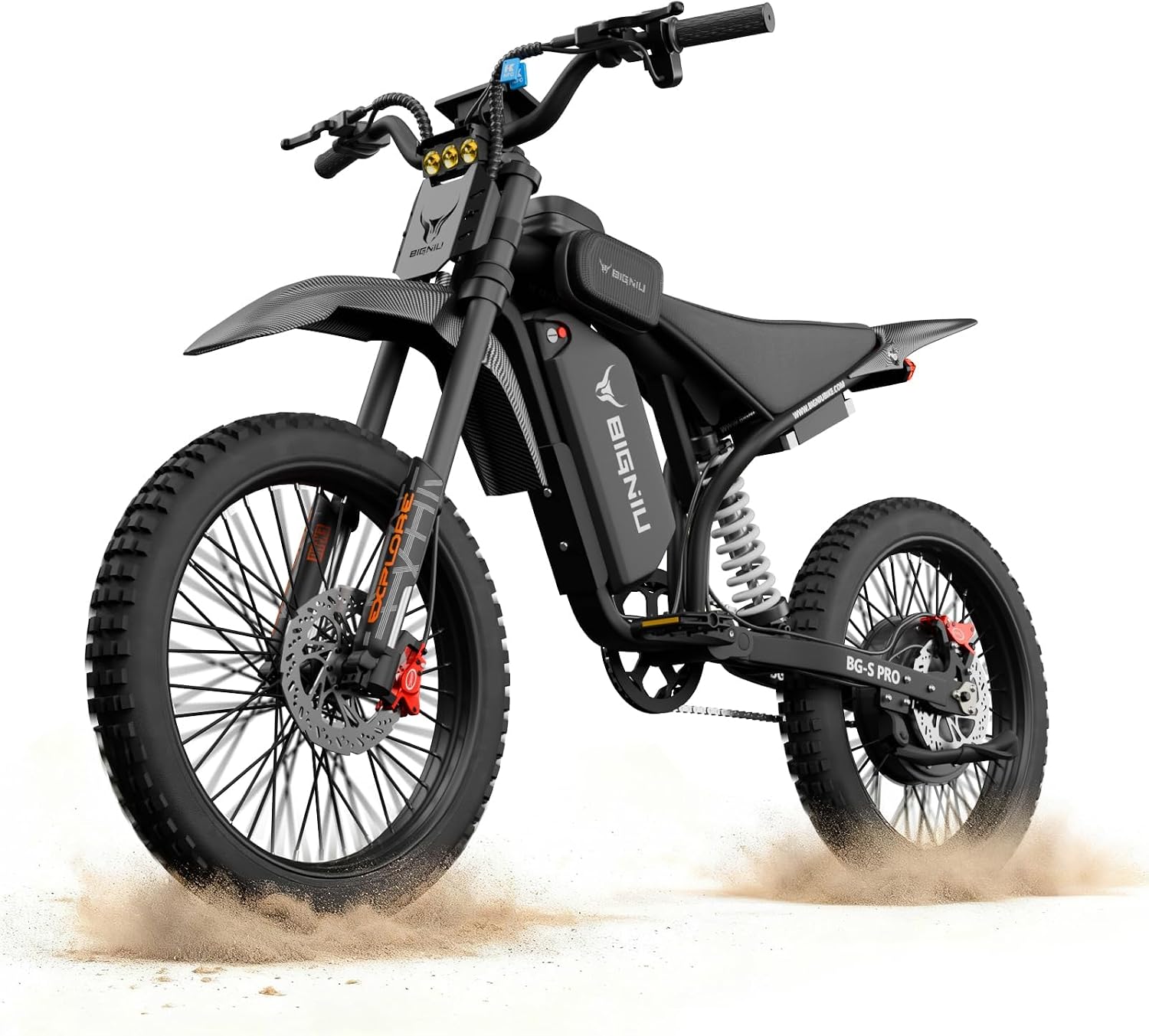 BIGNIU Electric Dirt Bike, Electric Bike for Adults with 3000W Peak Motor, 60V 32Ah Battery, 19x2.1 Fat Tires, Off-Road Ebike Removable Battery, E Bike for Teens, Ebike City Riding