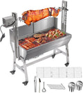 Rotisserie Grill with Back Cover Guard, 25W Motor 55 Inch Stainless Steel Small Pig Lamb Rotisserie Roaster, BBQ Charcoal Rotisserie Grill for Camping Party, Outdoor Kitchen (132 LBS)