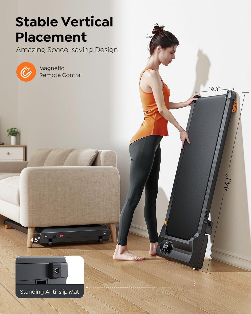 Acezoe Walking Pad Treadmill with 10% Incline, Under Desk Treadmill, Compact Portable Treadmills for Home Office, 285lbs Capacity, APP/Remote Control, Exercise Anytime, Low-Noise