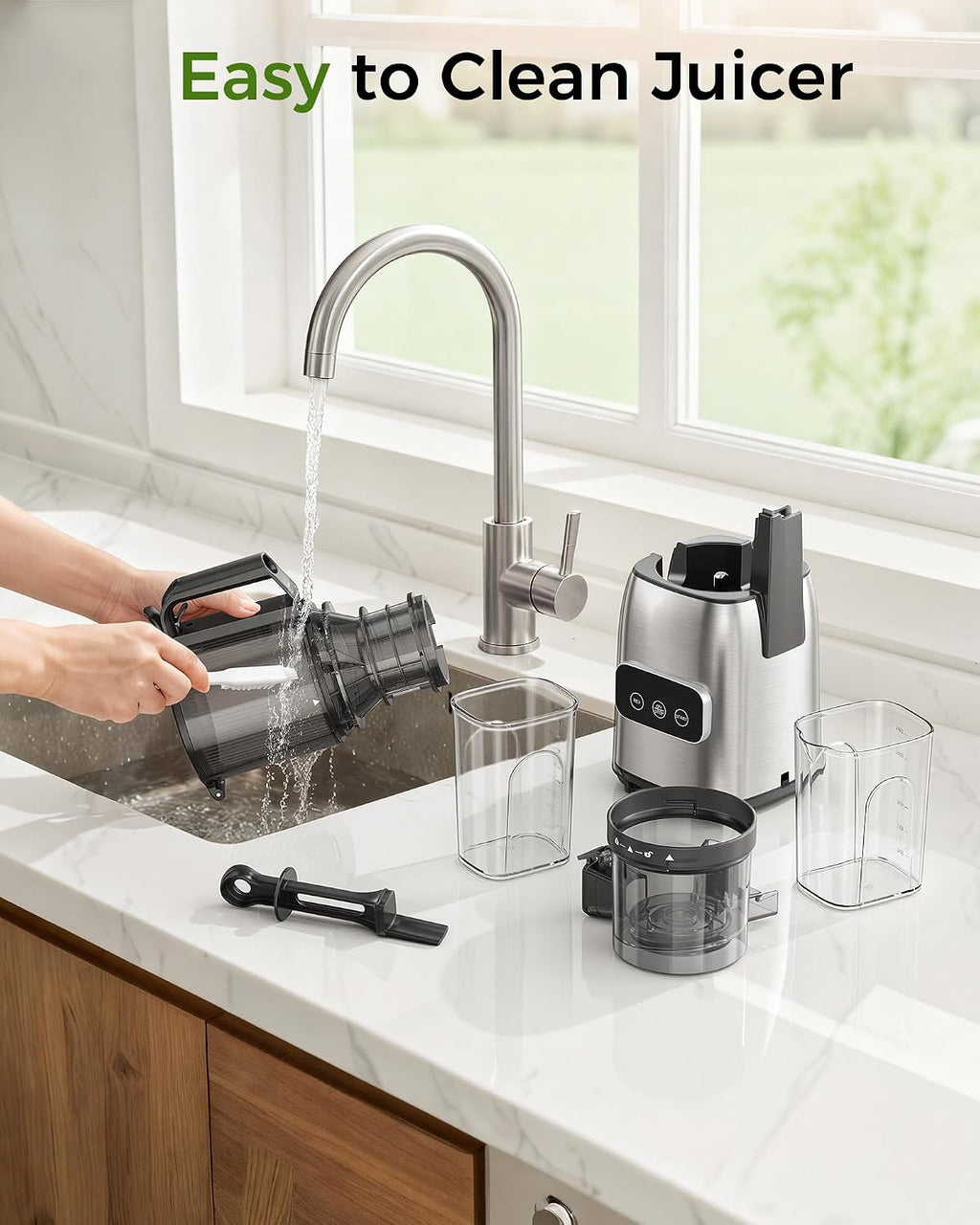 COWSAR Cold Press Juicer, Advanced Touch Controls Juicer Machines with 5.4' Wide Feed Chute, Quiet Motor High Juice Yield Slow Masticating Juicer for Whole Fruits & Vegetables