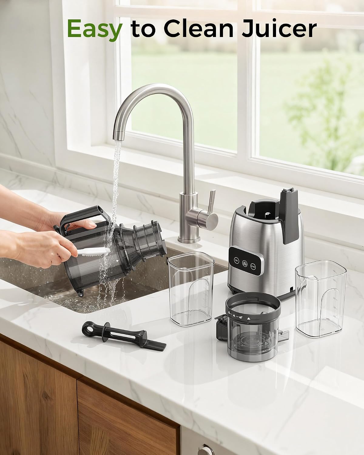 COWSAR Cold Press Juicer, Advanced Touch Controls Juicer Machines with 5.4' Wide Feed Chute, Quiet Motor High Juice Yield Slow Masticating Juicer for Whole Fruits & Vegetables