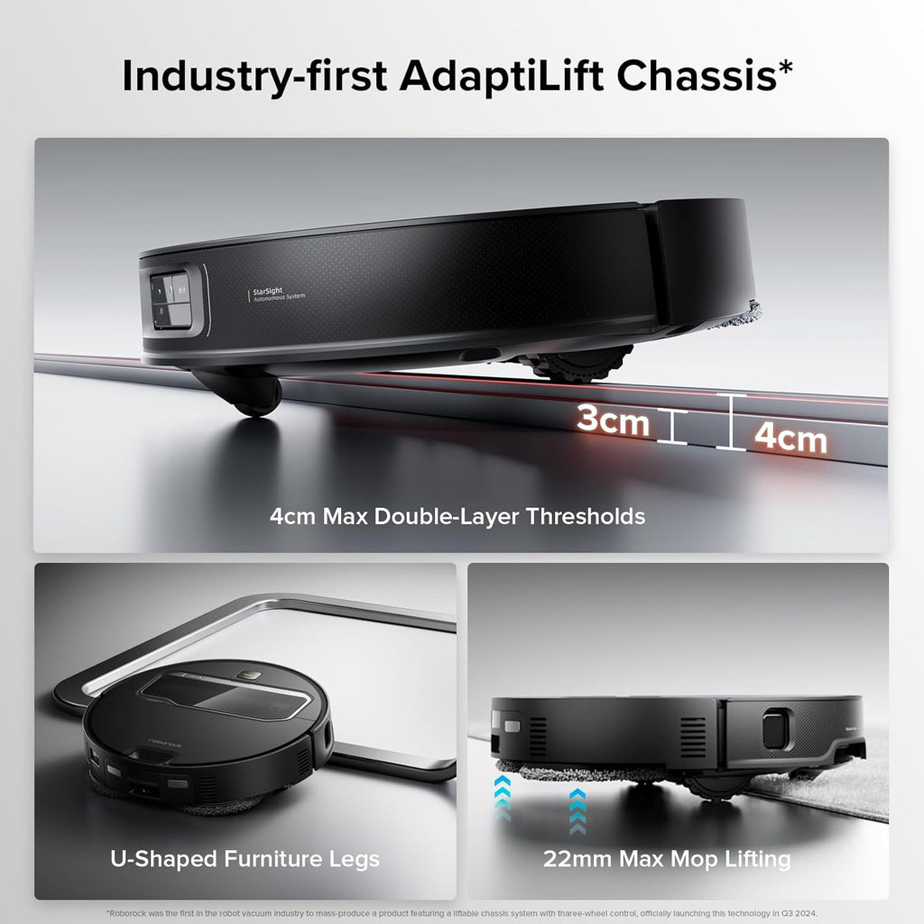 roborock Saros Z70 Robot Vacuum and Mop, OmniGrip Arm, AI-Powered, 22,000Pa Suction, 3.14'' Ultra Slim, FlexiArm Riser Technology, AdaptiLift Chassis, Obstacle Avoidance, Auto Mop Washing & Drying