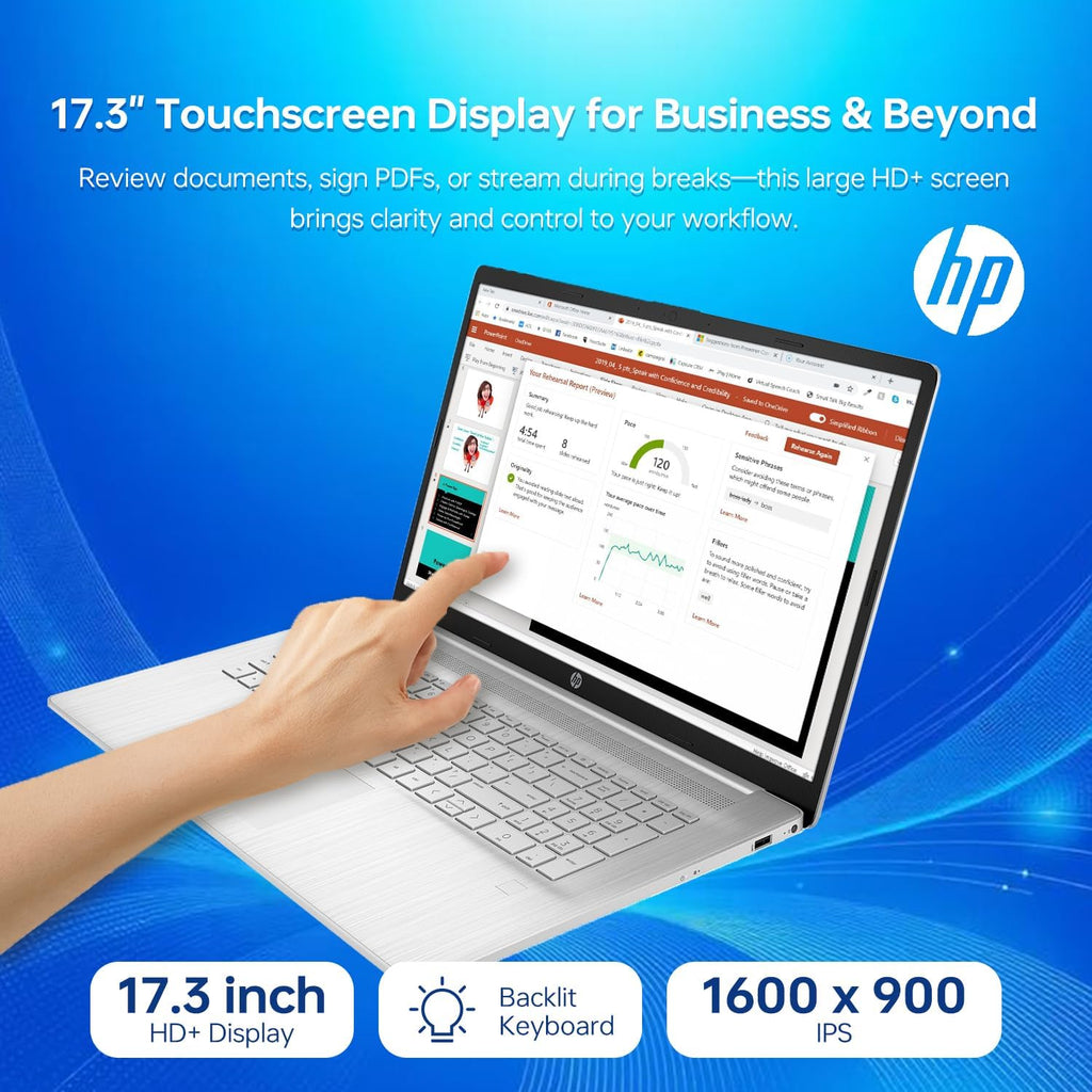 HP 2025 Latest Premium Laptop, 17.3' HD+ Touchscreen, 13th Gen Intel Core i7-1355U (> R5 7430U) High-Performance Tier Processor, 32GB RAM, 2TB PCIe SSD, FP Reader, Wi-Fi 6, Windows 11 Home