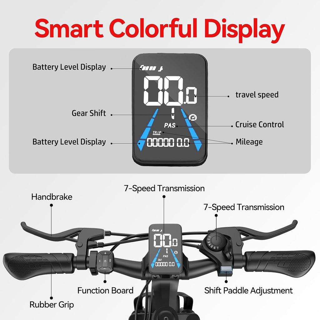 Electric Bike for Adults, 1500W Peak Ebike, 60Miles 25MPH Electric Mountain Bike, 26' Adult Electric Bicycle with 48V Removable Battery, Adjustable Seat,7 Speed UL2849 Commuting E Dirt Bike (Black-B)
