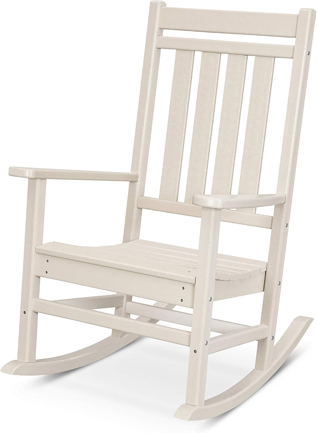 POLYWOOD Estate Rocking Chair Sand - Heavy Duty HDPE Outdoor Rocking Chair - All-Weather Patio Furniture - Classic Porch Rocker for Deck, Garden & Backyard