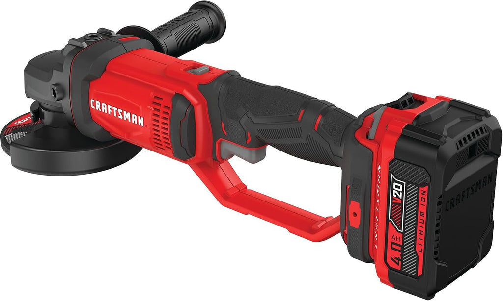 CRAFTSMAN V20 Cordless Angle Grinder Tool Kit, 4-1/2 inch, Battery and Charger Included (CMCG400M1)