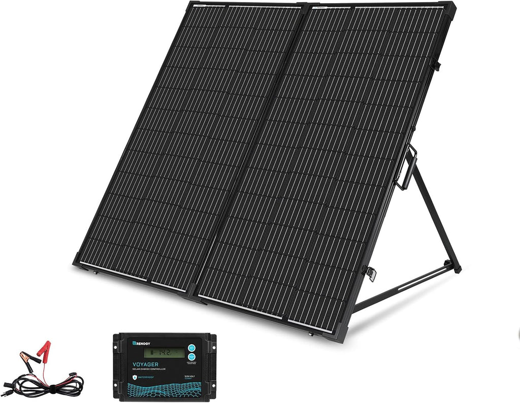 Renogy 200W 12V Portable Solar Panel Suitcase with Waterproof 20A Charge Controller, Foldable 200W Solar Panel with Adjustable Kickstand, Solar Charger for Power Station, RV, Camping, Off Grid