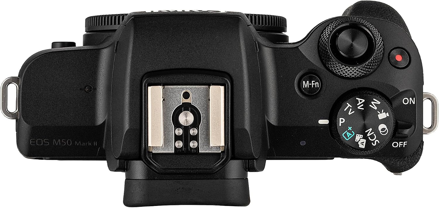 Canon EOS M50 Mirrorless Digital Camera with 15-45mm Lens (White) (2681C011) + 64GB Memory Card + Case + Photo Software + 2 x LPE12 Battery + Charger + Card Reader + LED Light + More