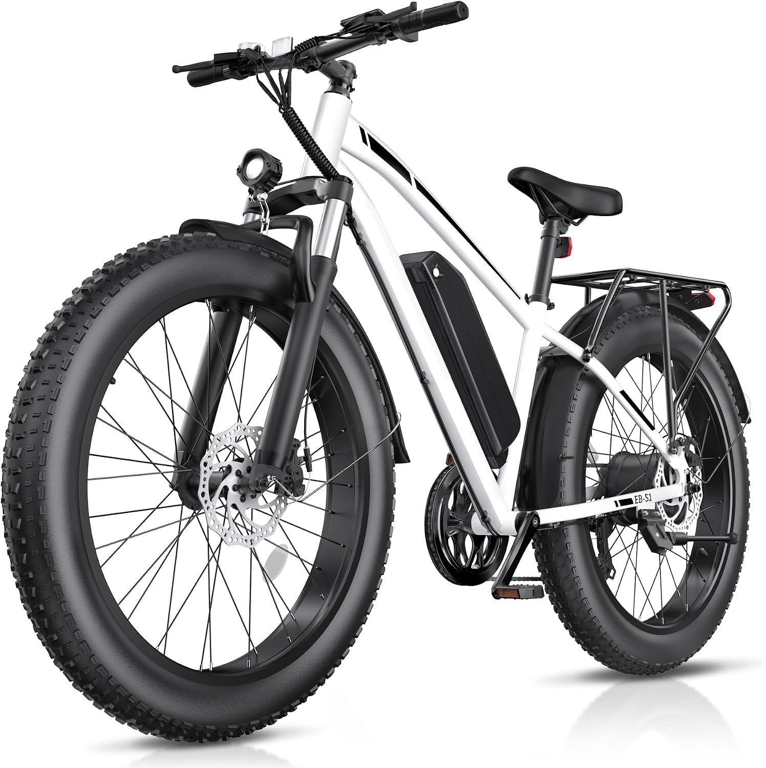 Electric Bike for Adults, 1000W Peak 20MPH 60Miles Ebike,48V 13AH Battery Electric Mountain Bike, 26' x 4'' Fat Tire Electric Bicycle with Rear Rack, Fenders, 7 Speed, UL 2849 Certified