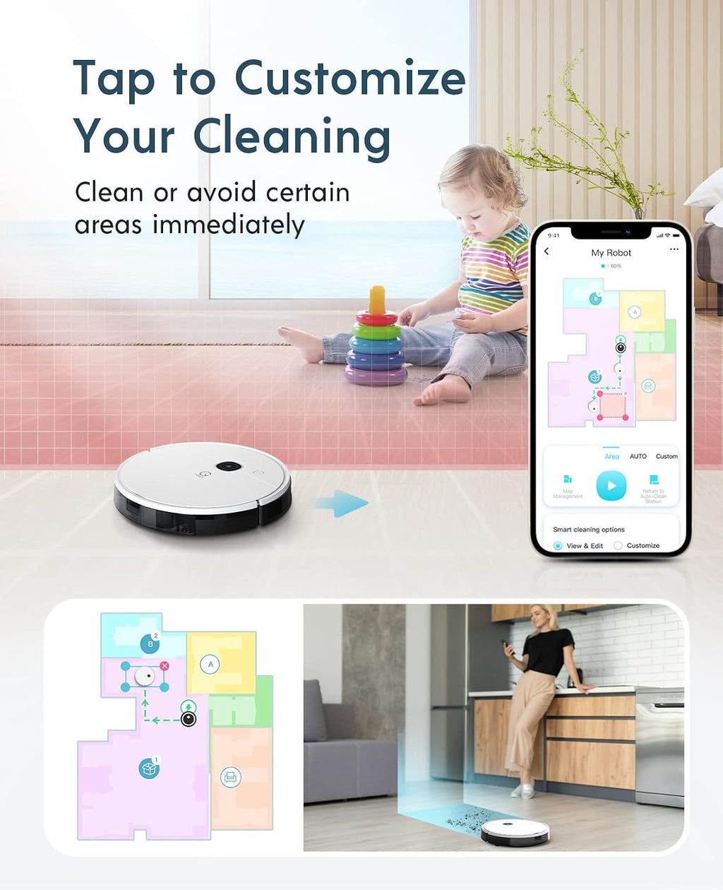 Yeedi vac Station Robot Vacuum and Mop - Self Emptying 3-in-1 Cleaner,200-Min Runtime,3000Pa Suction, Smart Mapping, Carpet Detection, Alexa Compatible, Wi-Fi Connected