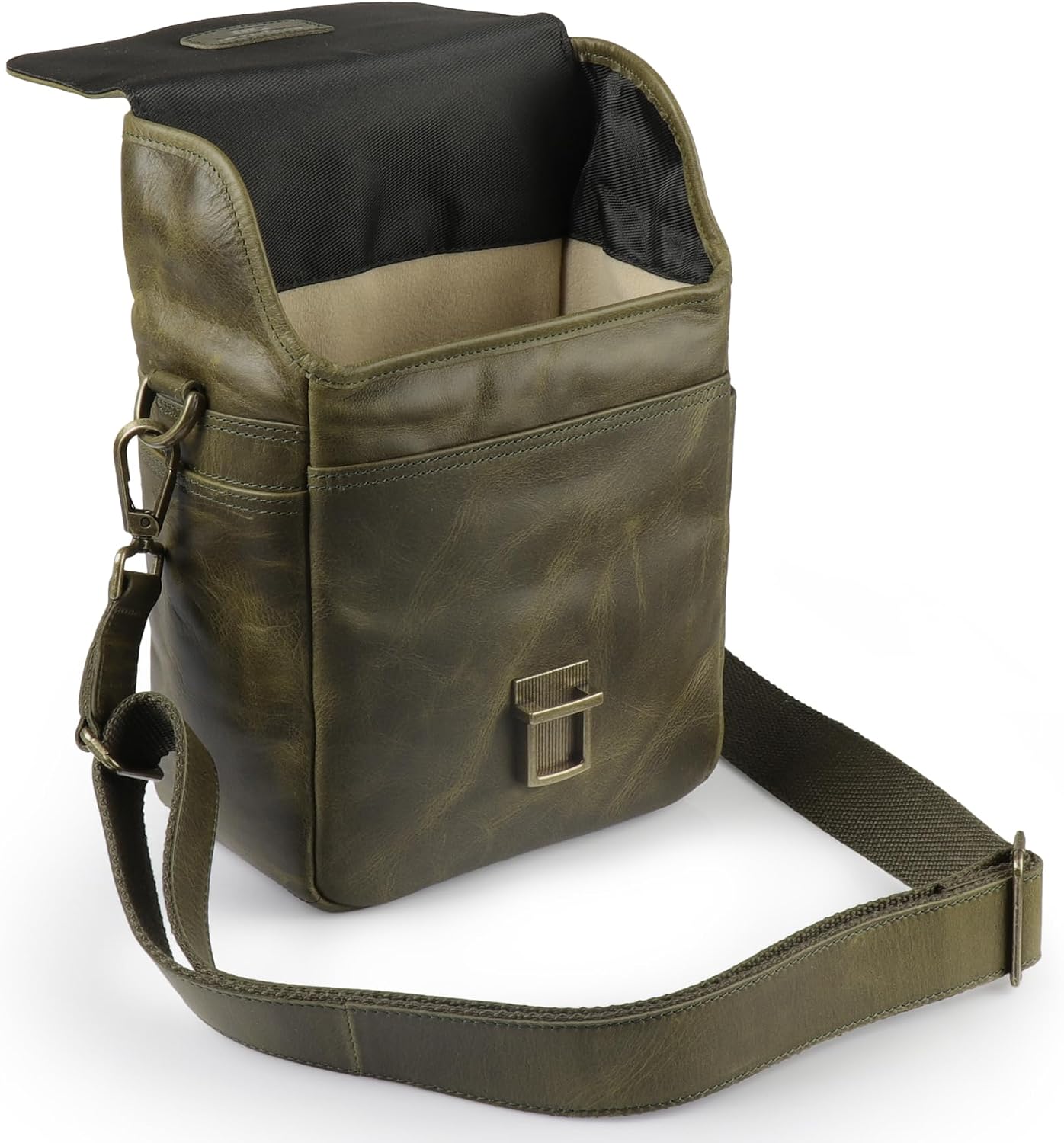 MegaGear Genuine Leather Camera Messenger Bag Mirrorless Portable electronic device cover