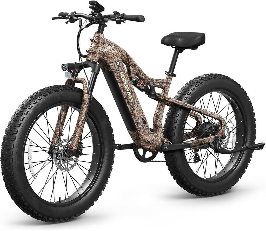 PUCKIPUPPY Electric Bike for Adults 1350W Peak Upgrade, 48V 20AH Battery Ebike, 26' Fat Tire Full Suspension Electric Mountain Bike, 80 Miles Range, 28 MPH, 8 Speed, Torque Sensor, Labrador Pro