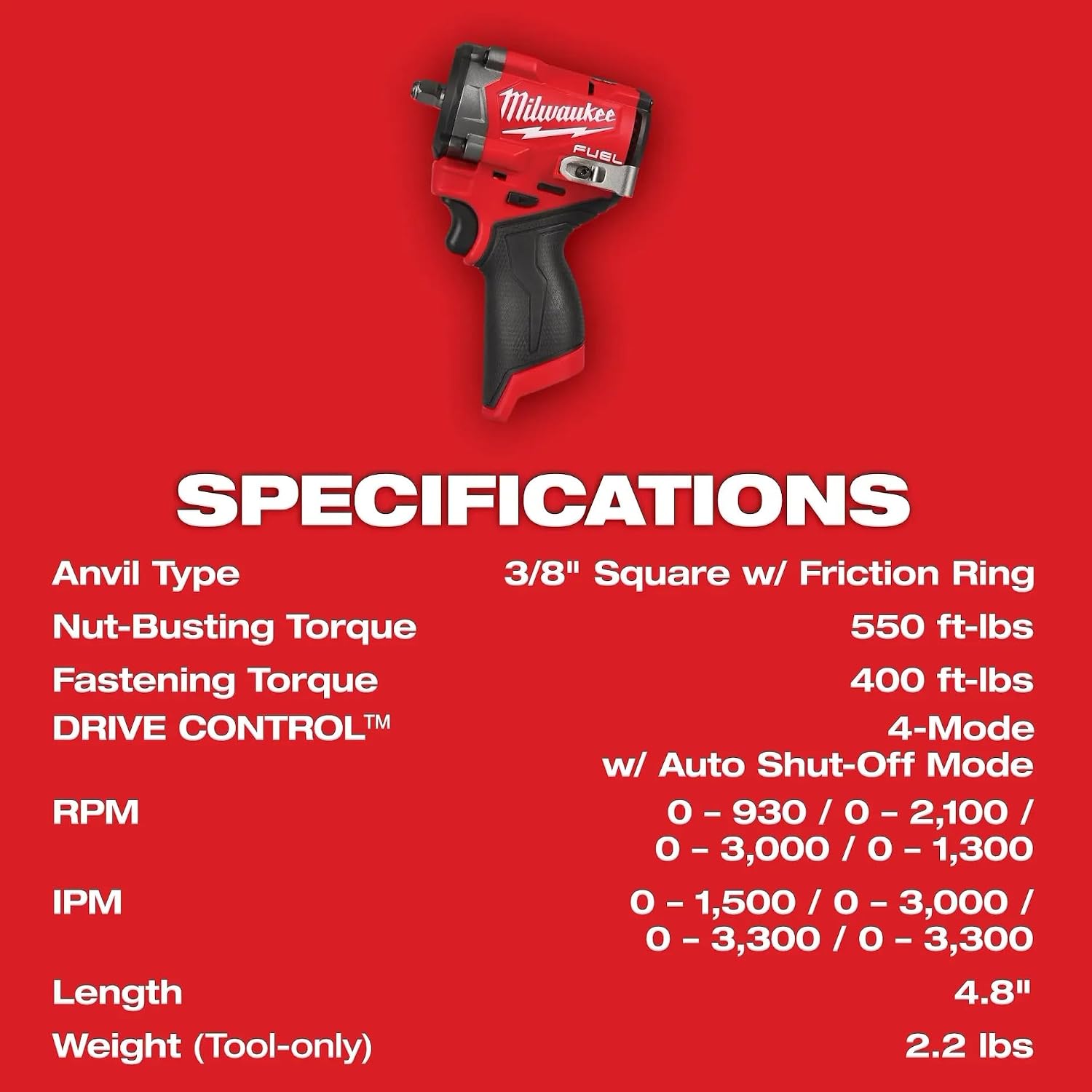 Milwaukee Electric - M12 FUELTRADE Stubby 3/8 Impact Wrench