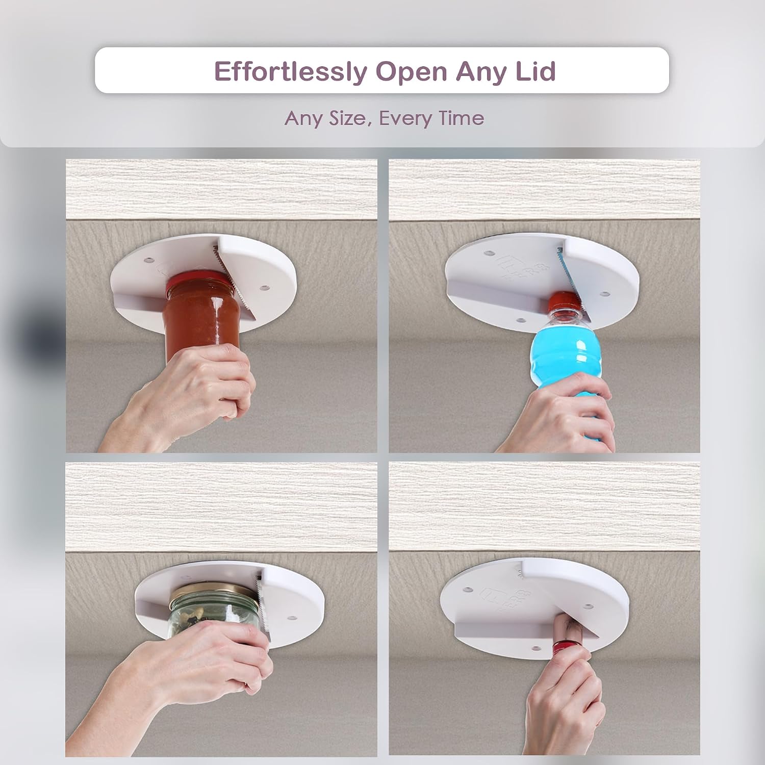 50 Pack Jar Opener for Seniors - Under Cabinet Jar Openers for Weak Hands, Easy Grip, Arthritis jar opener, One Handed Gadgets & Bottle Opener - Essential Kitchen Gadgets for Home Assistance
