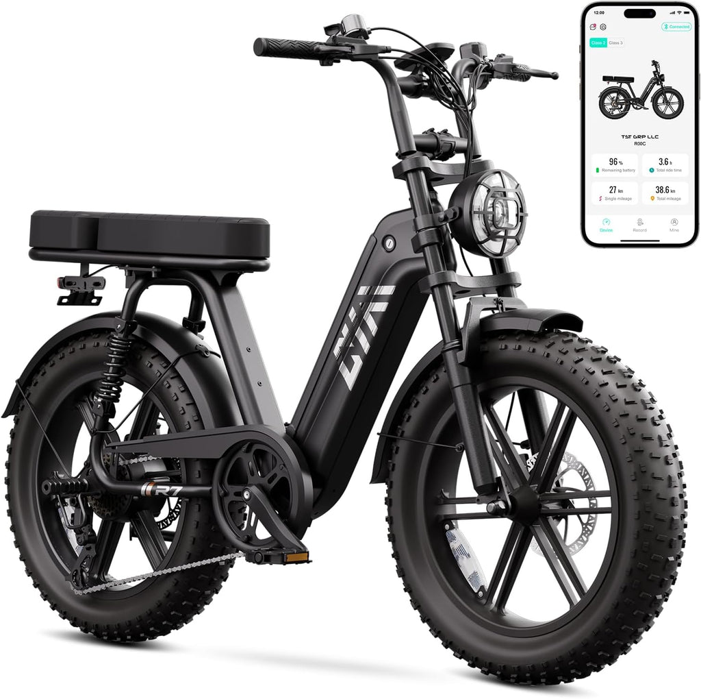 TST Electric Bike for Adults, 1500W Peak Motor 60 Miles Fat Tire Ebike with 48V 15Ah Removable Battery 20' Fat Tire Electric Bike, Full Suspension and 7-Speed
