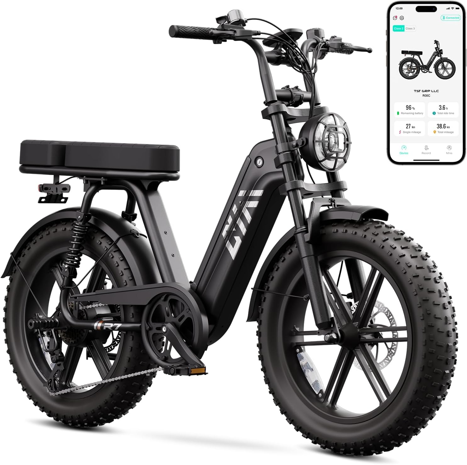 TST Electric Bike for Adults, 1500W Peak Motor 60 Miles Fat Tire Ebike with 48V 15Ah Removable Battery 20' Fat Tire Electric Bike, Full Suspension and 7-Speed
