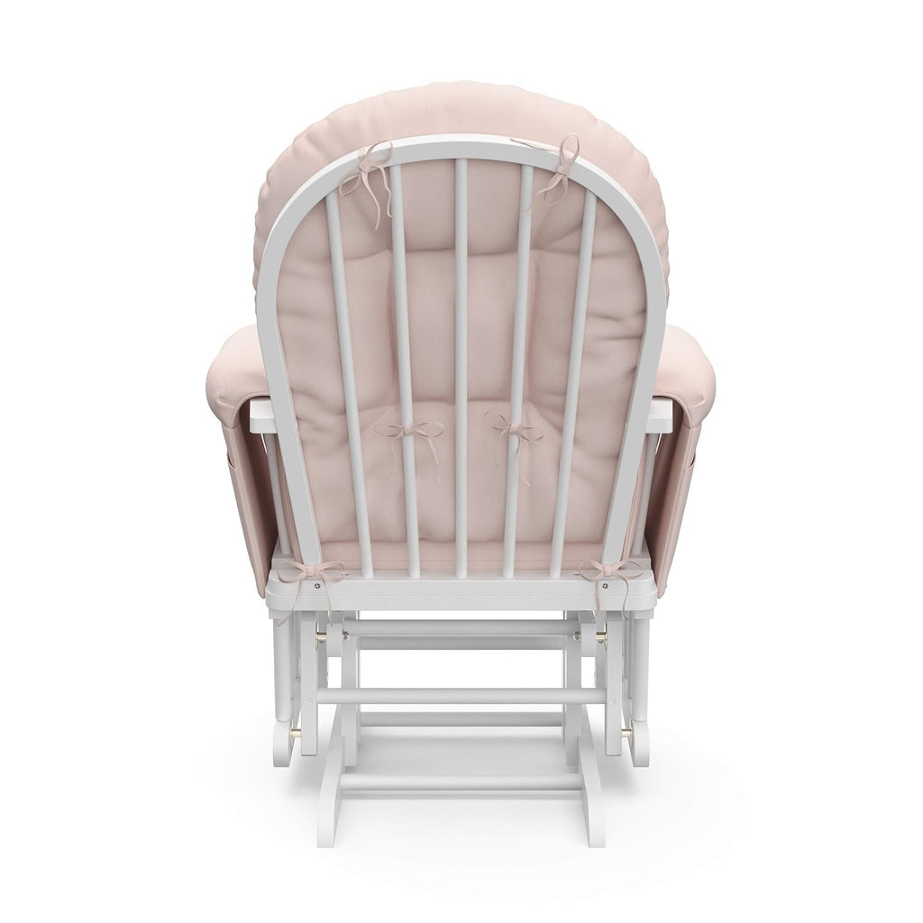 Storkcraft Premium Hoop Glider & Ottoman (White/Pink) — GREENGUARD Gold Certified Nursery Glider, Solid Wood Craftsmanship, Smooth-Gliding Nursery Chair and Ottoman, Award-Winning