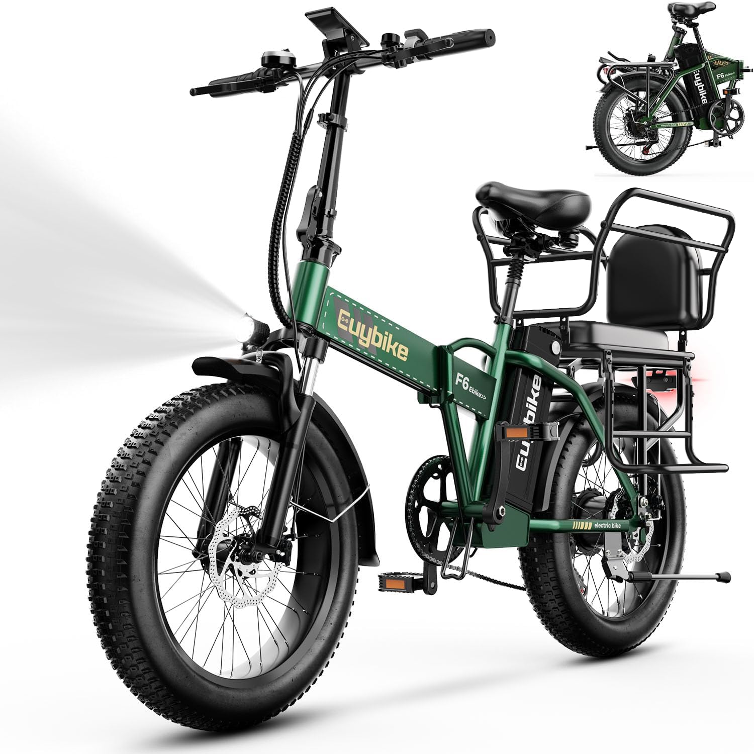 Foldable Electric Bike for Adults, 48V 20Ah Removable Lithium Battery up to 80Miles, 20' Fat Tire 1000W Peak Motor Dirt Ebike Adult Electric Bicycle for Commute Beach Mountain E Bike