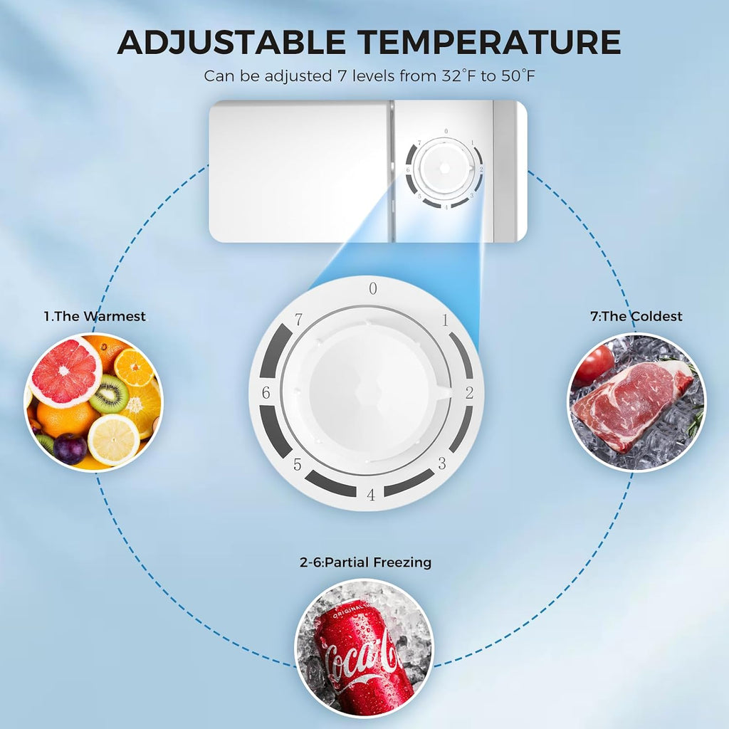 Antarctic Star 1.7 Cu.Ft Compact Refrigerator with Freezer,Adjustable Thermostat,Removable Glass Shelf,Single Reversible Door Mini Fridge for Bedroom,Office,Dorm,Silver