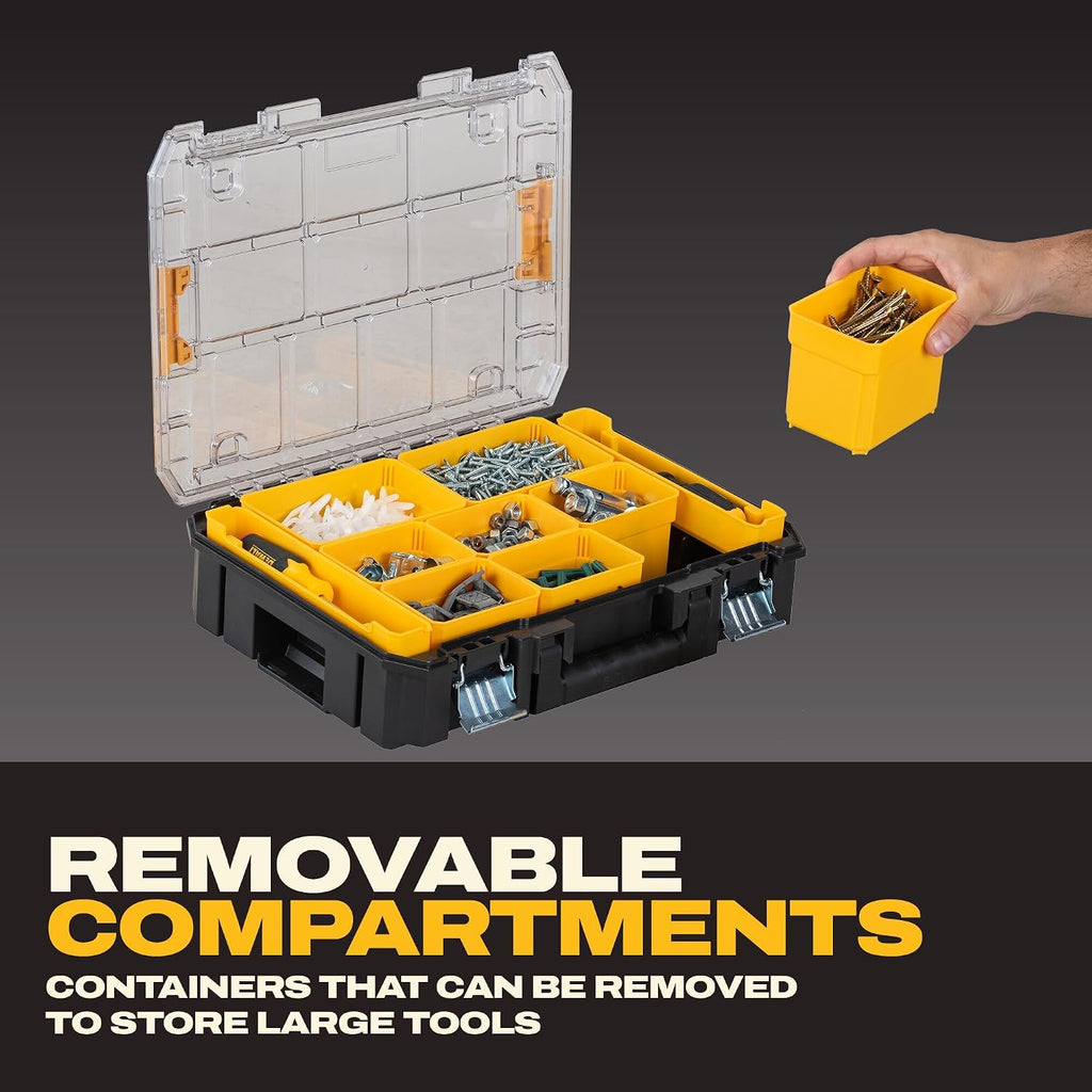 DEWALT TSTAK Tool Organizer,Small Parts and Screw Organizer Tool Box with Removable Compartments,(DWST17805),(Pack of 4)