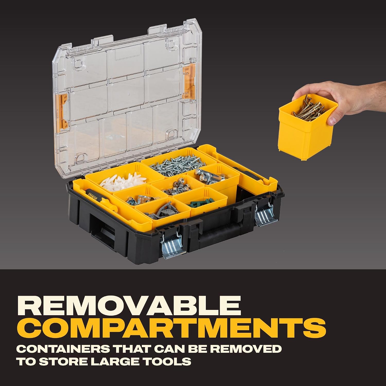 DEWALT TSTAK Tool Organizer,Small Parts and Screw Organizer Tool Box with Removable Compartments,(DWST17805),(Pack of 4)