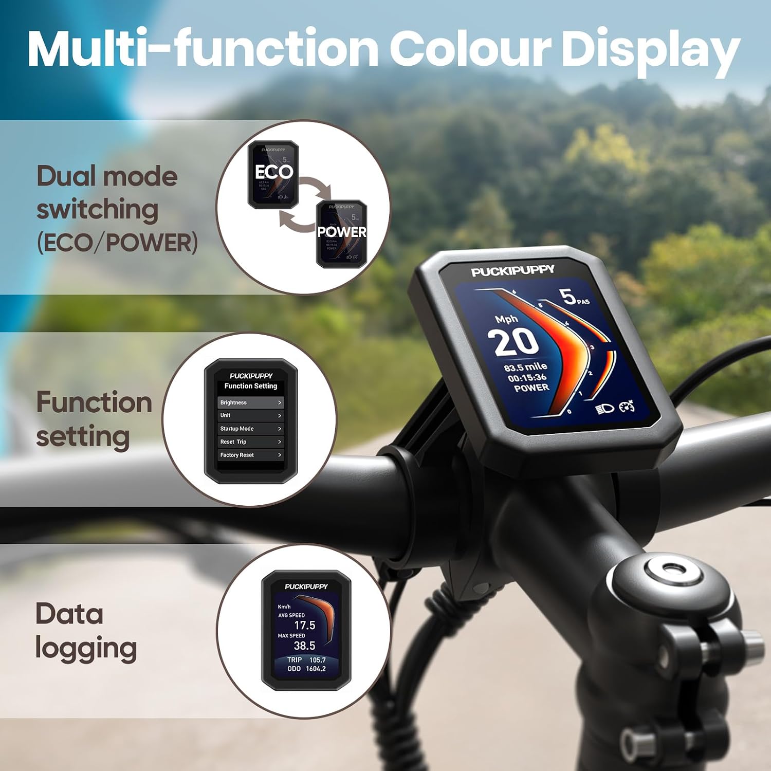 PUCKIPUPPY Electric Bike for Adults 500W, Step-Through Design, 26' Fat Tire Electric Mountain Hunting Bike, 48V 15AH Max 20MPH Off-Road Ebike with Rear Storage Shelf