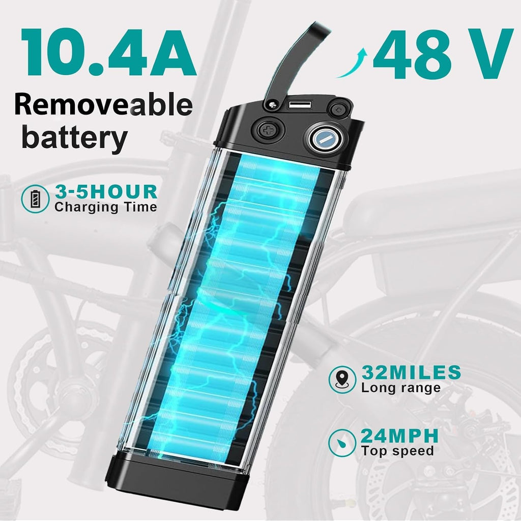 Electric Bike for Adults Teens, Commuter City Folding ebike with 560W Motor and 48V Battery, 24MPH 3 Level Pedals Assist, Dual Disc Brakes,14' Compact Foldable Electric Bicycle with UL 2849 Certified