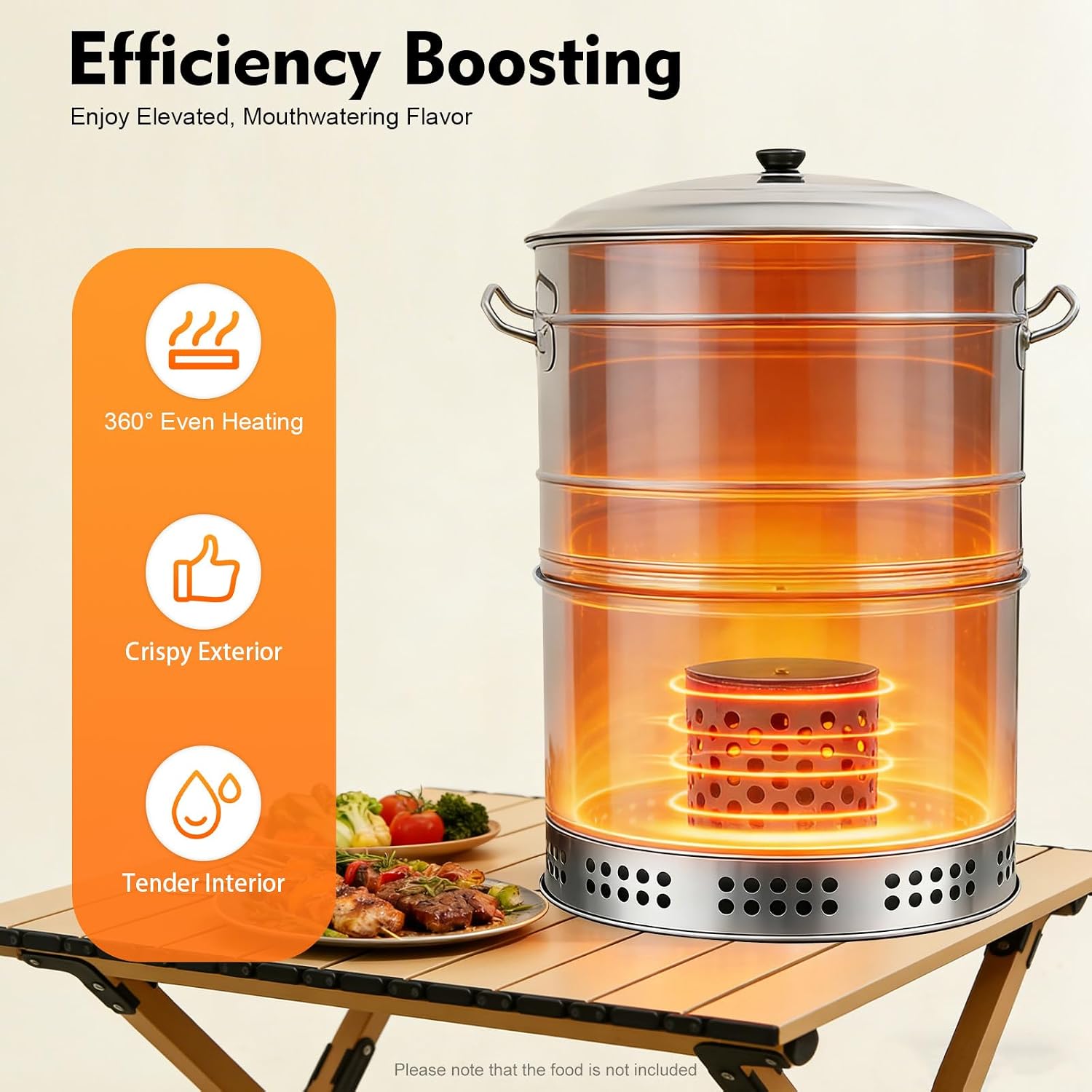 Large Portable Vertical Charcoal Grills, Stainless Charcoal BBQ Grill Barrel 360° Smokeless Outdoor with 50 Skewers for Travel, Outdoor Cooking and BBQ, Camping Picnic Patio Backyard (Large)