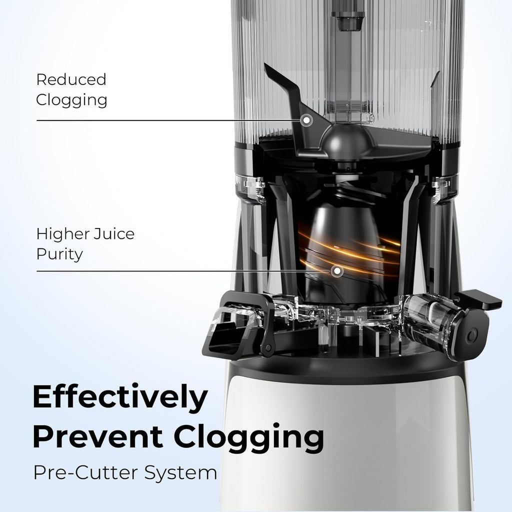 EanOruus Juicer Machines, 3-in-1 Cold Press Juicer with 6.5' Extra Large Chute, 100oz Large Capacity, AC Motor, Makes Juice, Nut Milk & Sorbet, Bright White