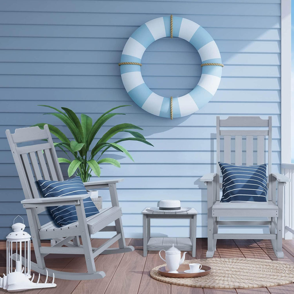 Rocking Chairs Set of 2, All Weather Resistant Poly Lumber Outdoor Porch Rocker, Rocking Chairs for Outdoor, Indoor, Patio, Deck, Garden, Backyard, Load Bearing 380 lbs - Grey