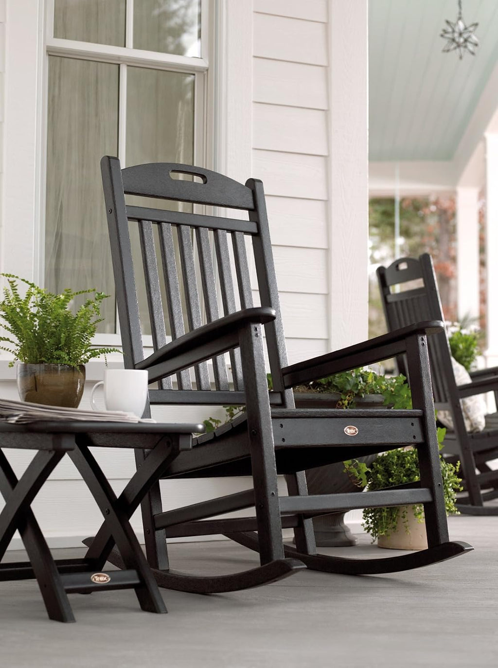 Trex Outdoor Furniture by Polywood Yacht Club Rocker Chair, Charcoal Black (TXR100CB)