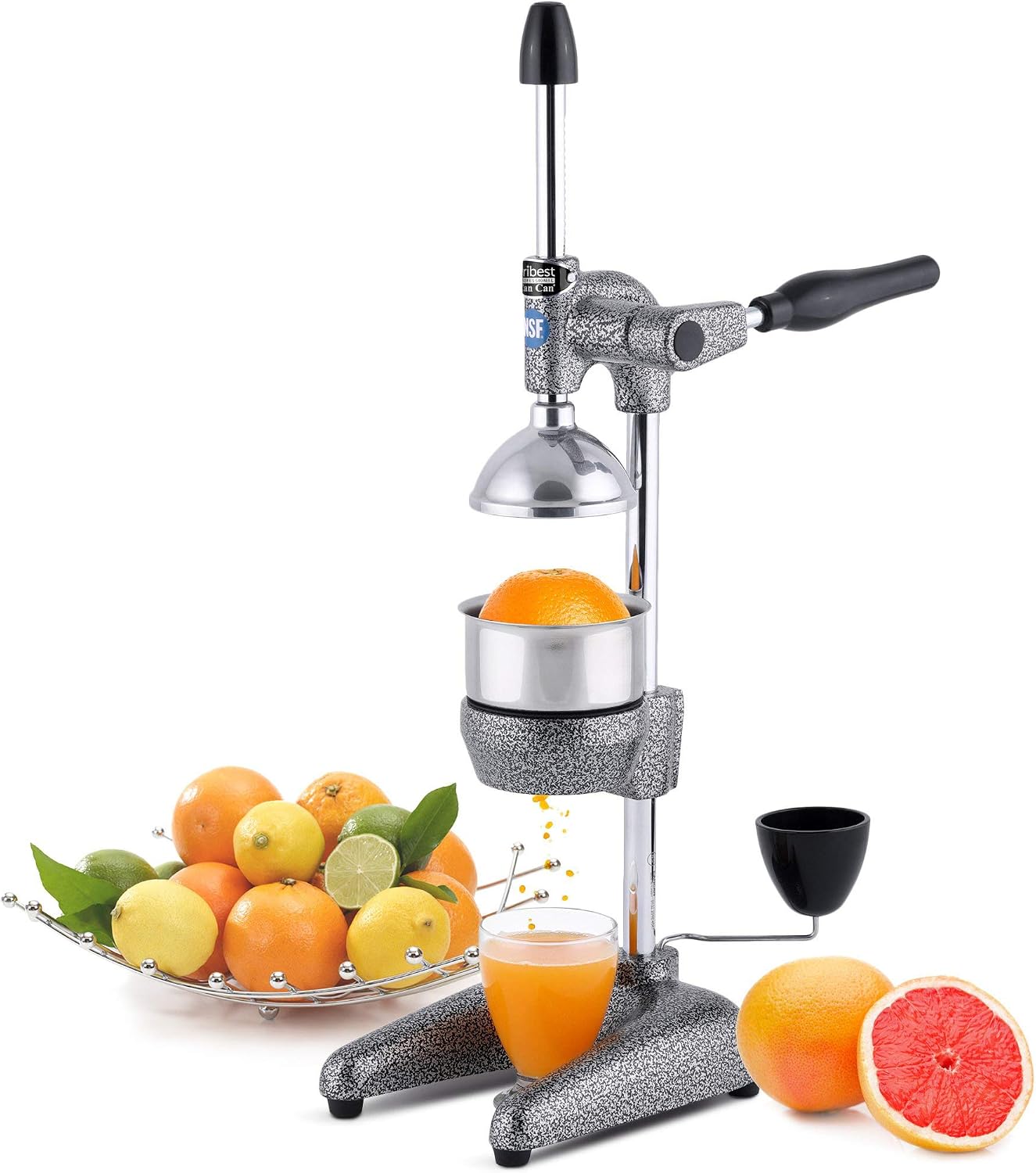 Tribest Pro MJP-100 Professional Manual Cold Press Juicer Machine for Orange, Lemon, and other Citrus Fruits, Gray