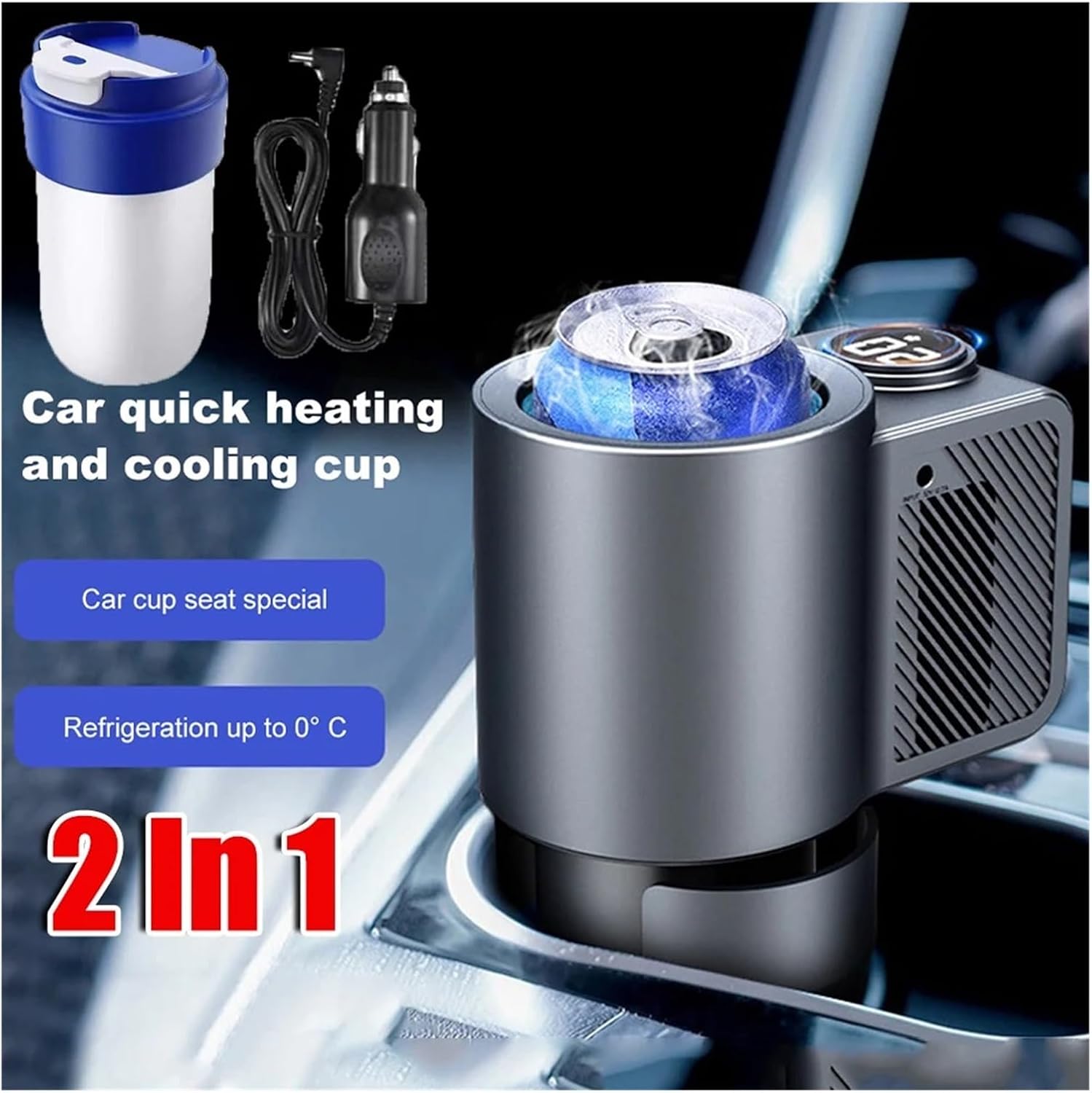 Car Cooling Cup Fit for Smart 2 in 1 Car Heating Cooling Cup Coffee Miik Drinks Electric Beverage Warmer Cooler Holder Travel Car Refrigerator(Heater)