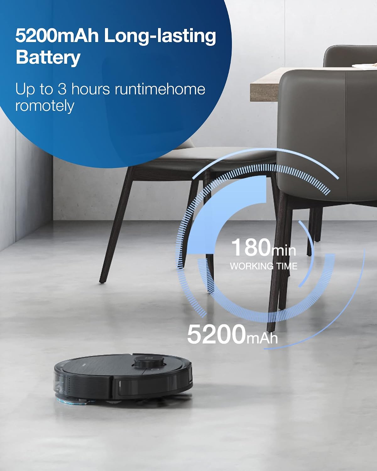 ECOVACS Deebot T8 AIVI Robot Vacuum Cleaner for Floors,Carpet, Vacumming and Mopping in One-Go, Laser Mapping, Smart AI Object Recognition, On-Demand Live Video, Custom Clean, 3+ Hours of Runtime