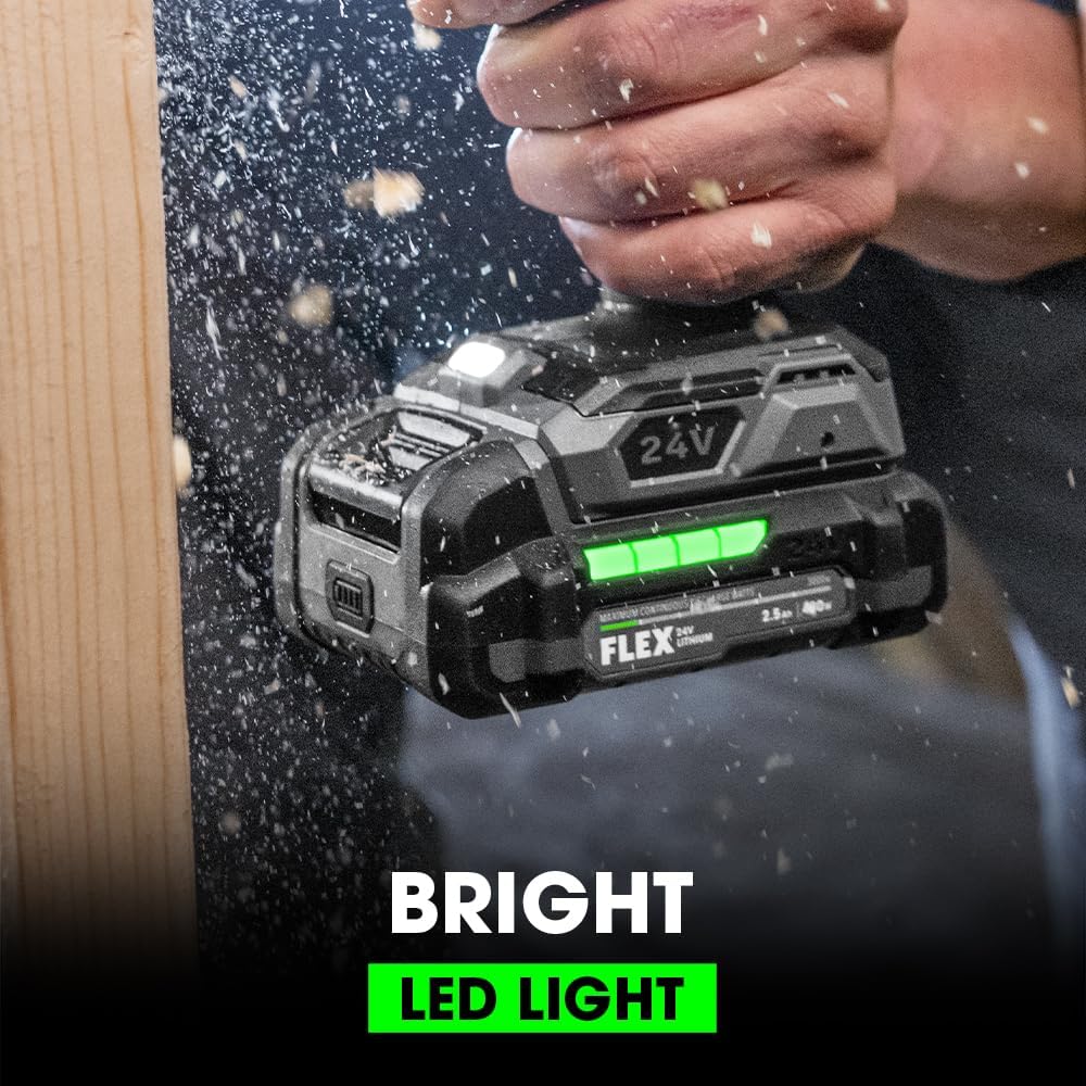 FLEX 24V Brushless Cordless 1/2-Inch 650 In-Lbs Torque 2-Speed Compact Drill Driver Kit with 2.5Ah Lithium Battery and 160W Fast Charger - FX1131-1A