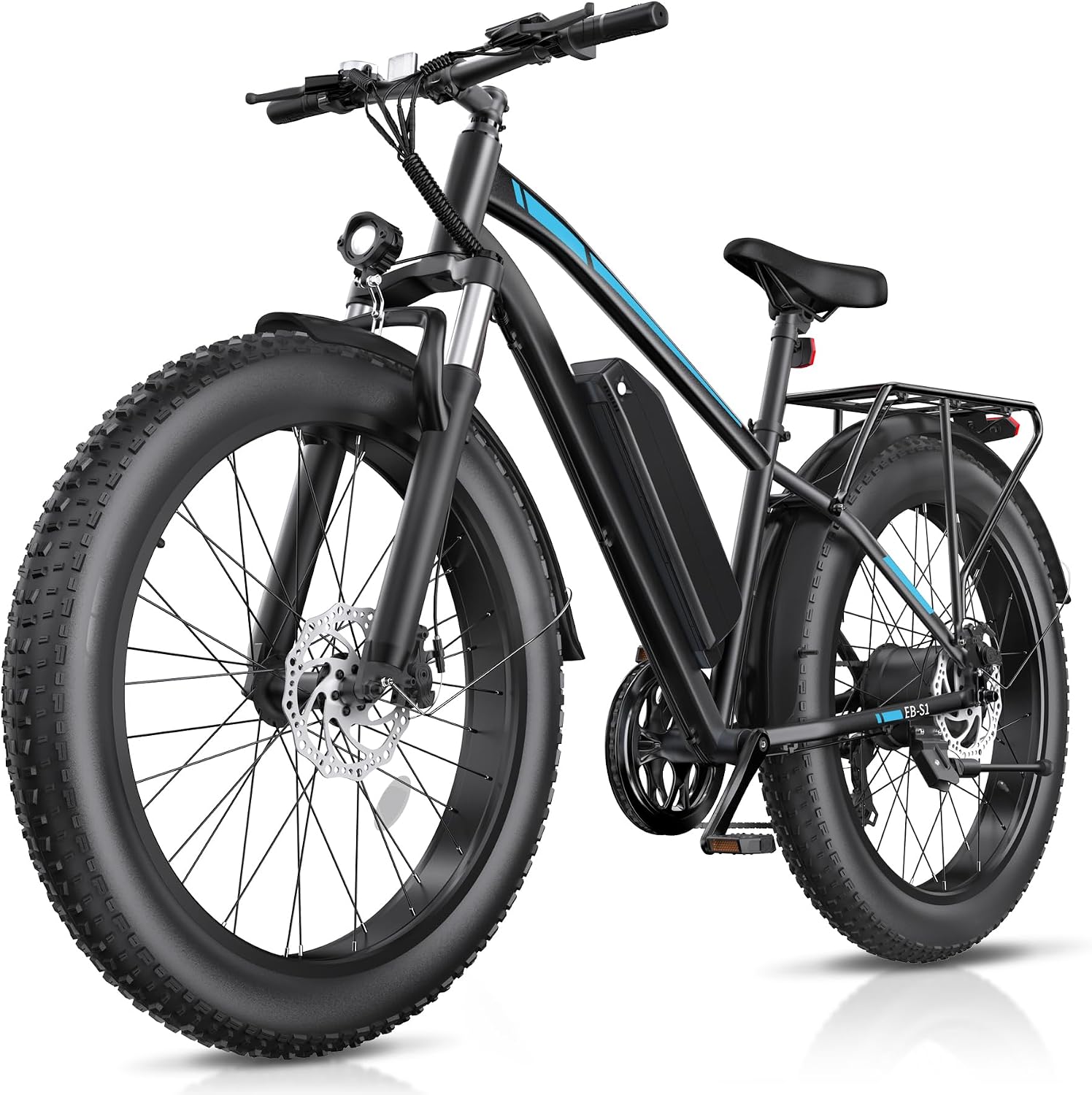 Electric Bike for Adults, 1000W Peak 20MPH 60Miles Ebike,48V 13AH Battery Electric Mountain Bike, 26' x 4'' Fat Tire Electric Bicycle with Rear Rack, Fenders, 7 Speed, UL 2849 Certified