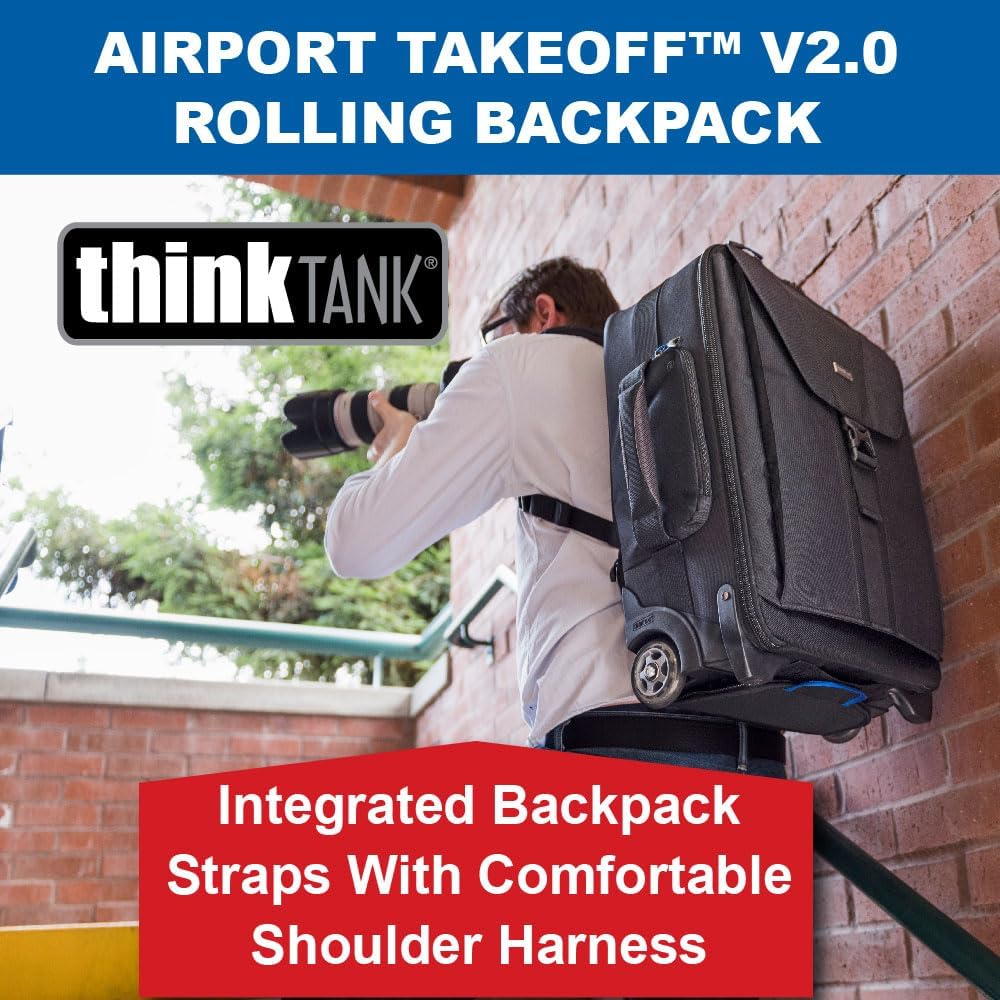 Think Tank Airport TakeOff V2 2 Wheel Rolling Carry-On Camera Shoulder Bag for Photography and Video Equipment - Black