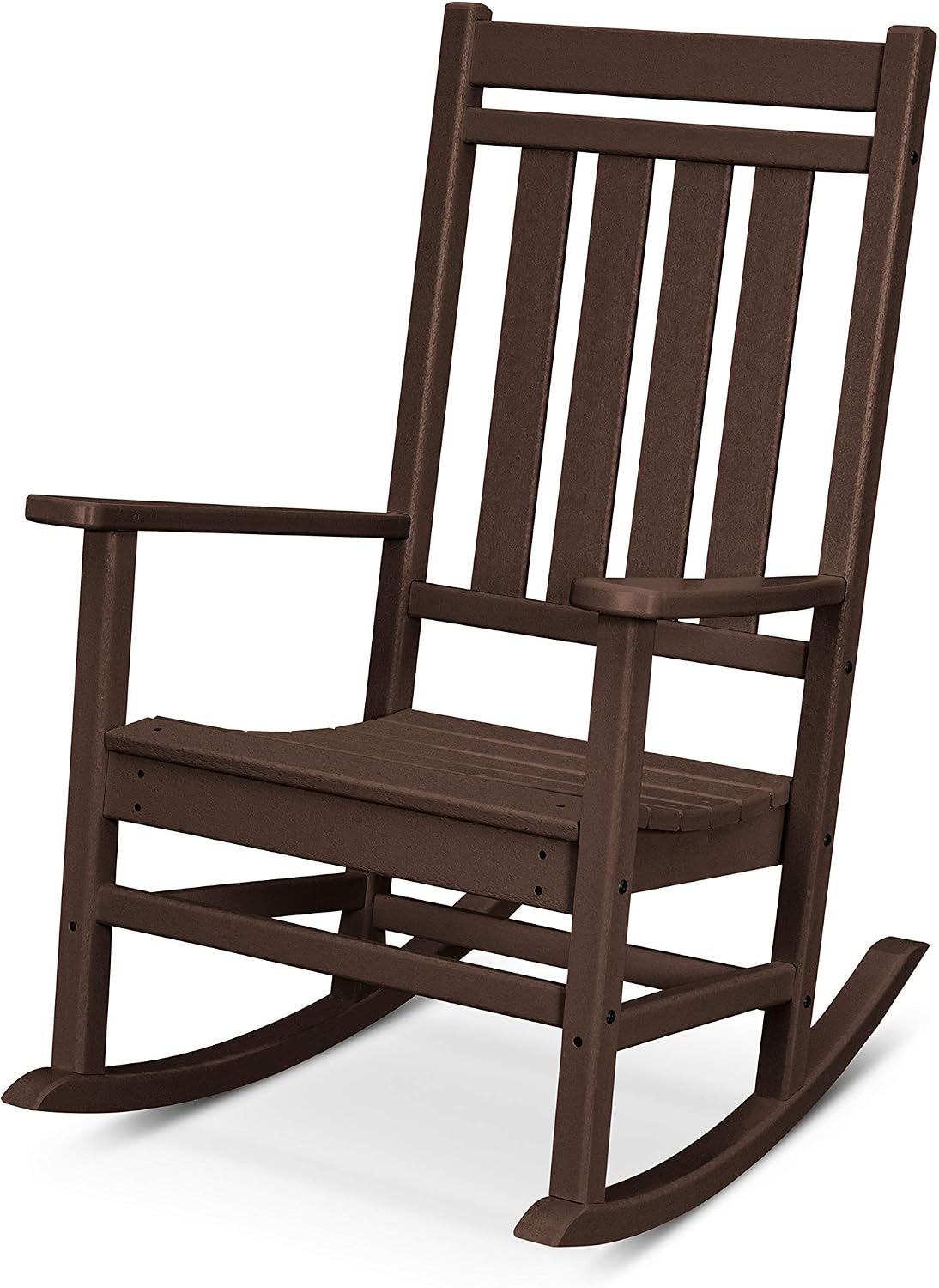 POLYWOOD Estate Rocking Chair, Traditional Outdoor Porch Rocker, HDPE Lumber Patio Furniture, Classic Design for Deck Garden, Mahogany