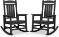 SERWALL Oversized HDPE Outdoor Rocking Chair Set of 2, Patio Rocking Chairs, All-Weather Porch Rockers for Adults, Black