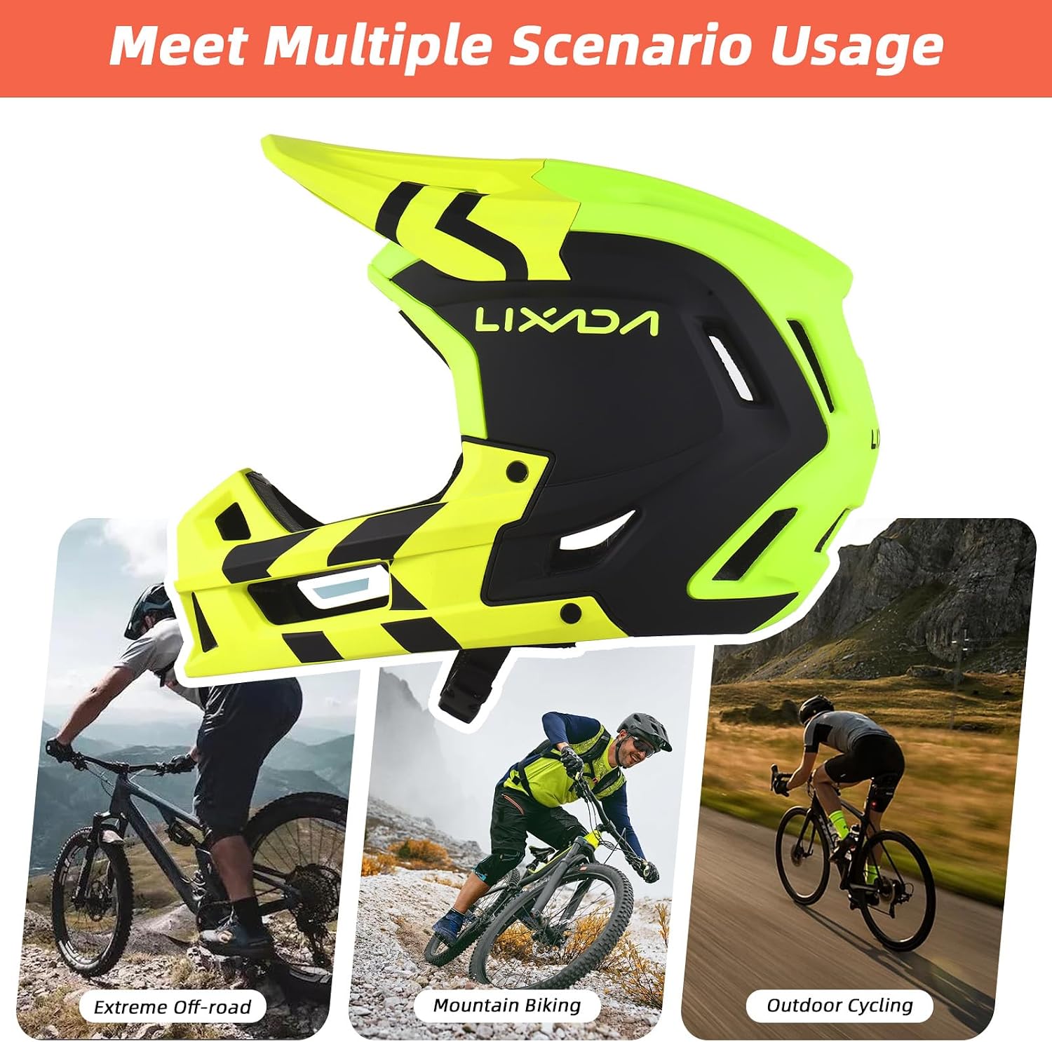 Lixada Adult Bike Helmet Full Face Mountain Bike Helmet Lightweight Bicycle Helmet Adult Cycling Helmet for Men Women 59-62CM