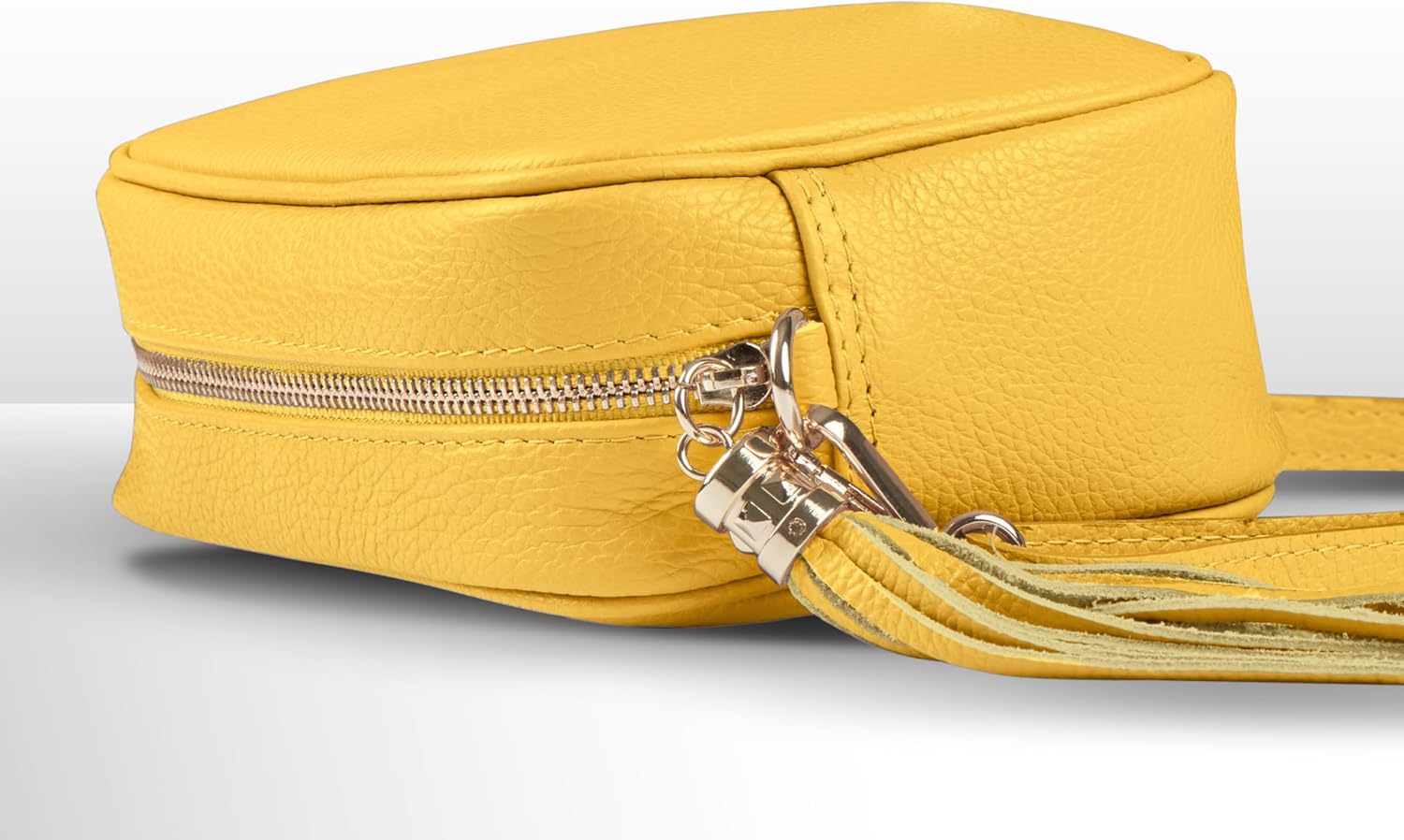 Italian Calf Leather Crossbody Bag for Women with Tassel Zipper | Small Camera Purse Shoulder Handbag Pocketbook