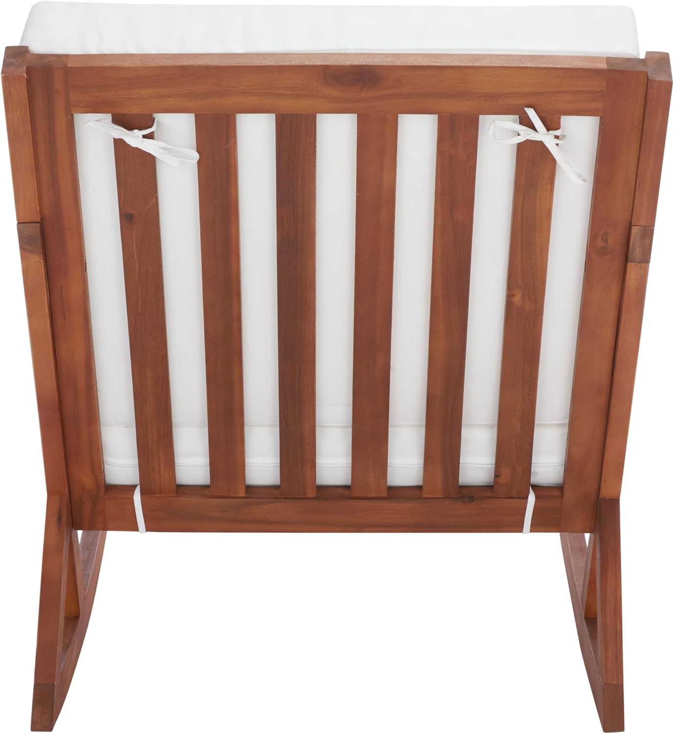 SAFAVIEH Outdoor - Vernon Rocking Chair - Natural & Beige - Solid Wood with Cushion - Shaker-Inspired Slatted Design - Ideal for Patio, Deck, Porch, Backyard, 24.6' Seat Height (PAT7013A)