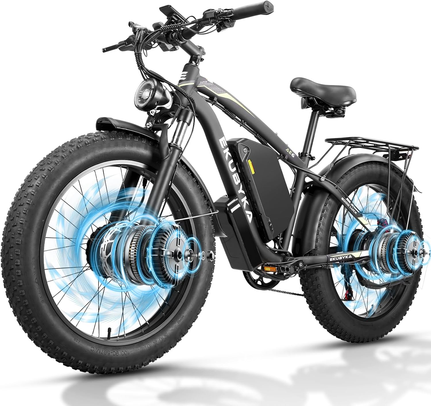 8000W Dual Motor Electric Bike for Adults, 48MPH Fast Ebike with 52V 36Ah Removable Battery, Up to 100 Miles Long Range, 24/26 Inch Fat Tire, Shimano 7-Speed, Shock Absorber Commuter E-Bike