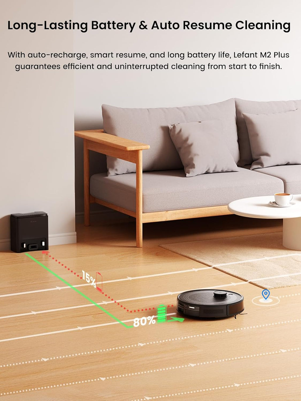 Lefant LiDAR Robot Vacuum Cleaner, 75 Day Self Emptying Robotic Vacuum and Mop,Multi-Floor Mapping，Roller Brush for Carpe， M2 Plus Black