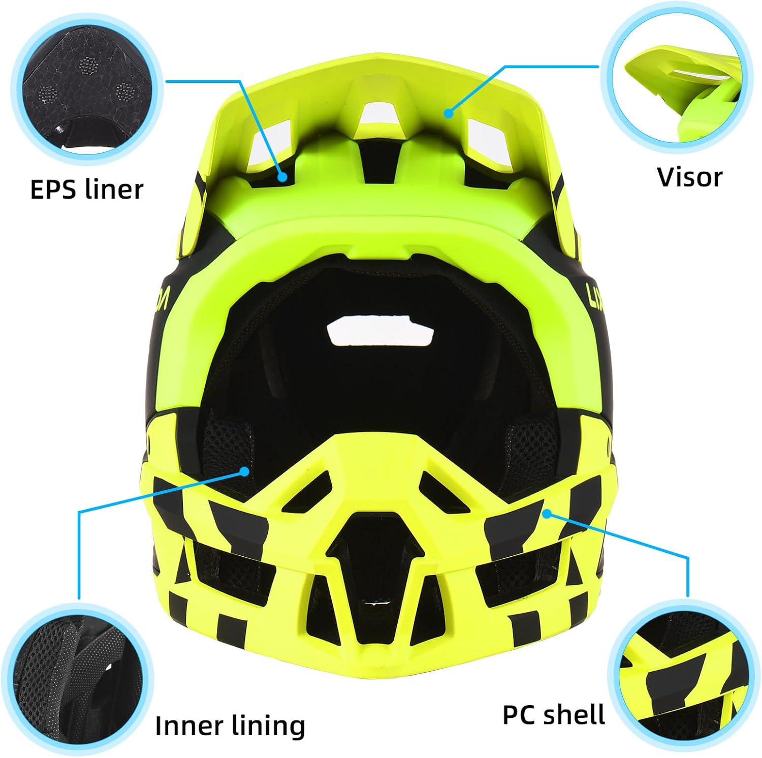 Lixada Adult Bike Helmet Full Face Mountain Bike Helmet Lightweight Bicycle Helmet Adult Cycling Helmet for Men Women 59-62CM