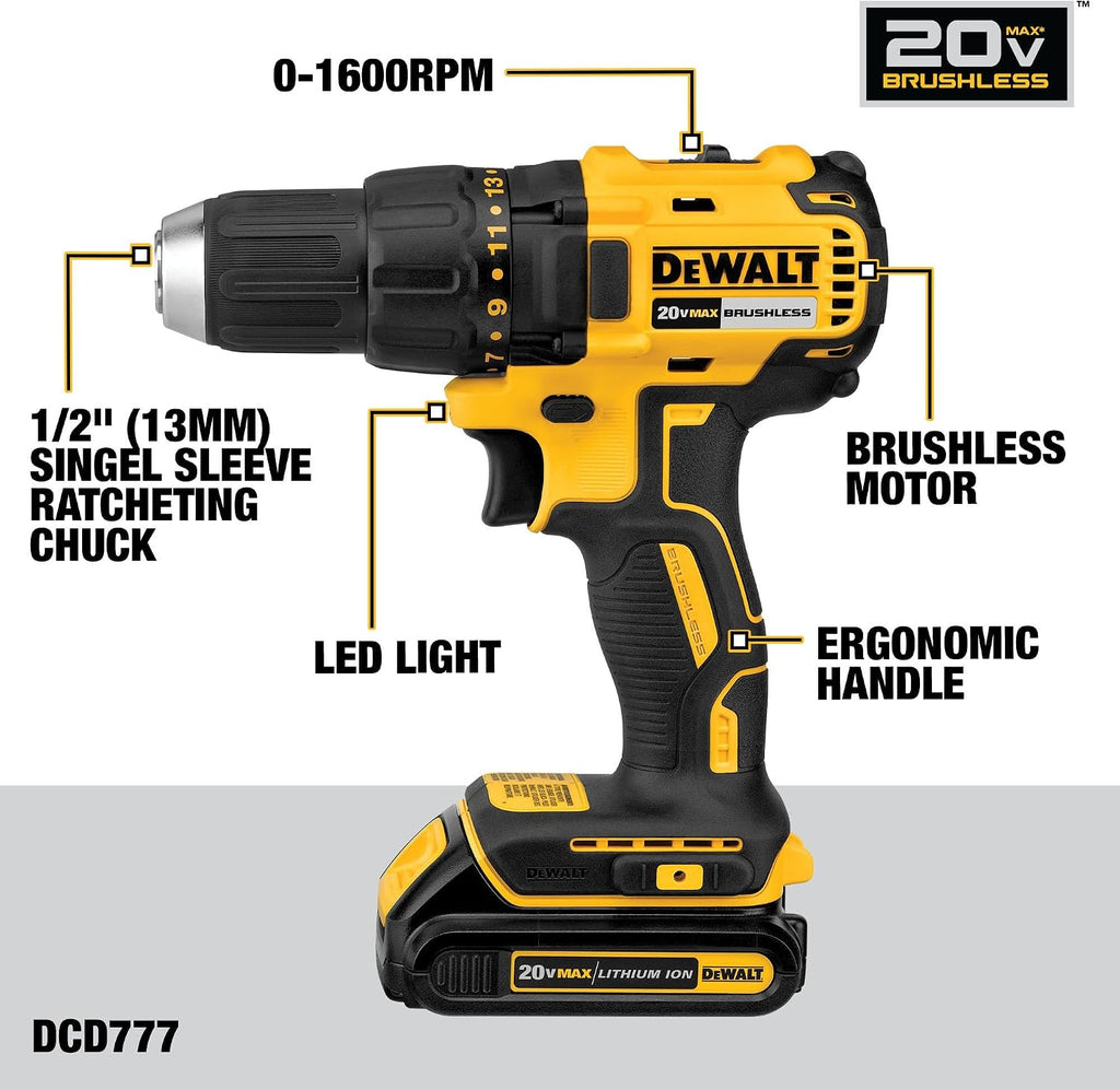 DEWALT 20V MAX 3-Tool Brushless Power Tool Set, Includes 1/2 Cordless Drill,1/4 Impact Driver, Oscillating Tool, 3 Batteries and a Charger, Extended Runtime, Lightweight (DCK360D3)