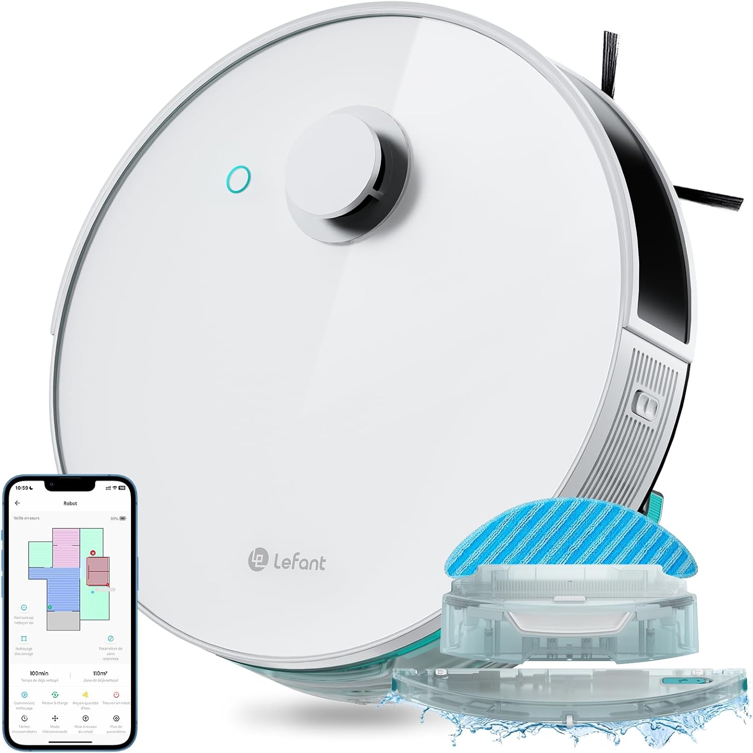 Lefant N3 Robot Vacuum and Mop Combo, Precision Mapping with Lidar & dToF Sensors, Max 4000Pa Suction, Ultrasonic Carpet Detection, Robotic Vacuum Cleaner with Sonic Mopping, WiFi/App/Alexa Control